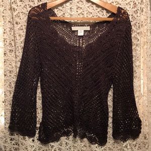 Bette Paige Large  Brown Crochet Top Coverup